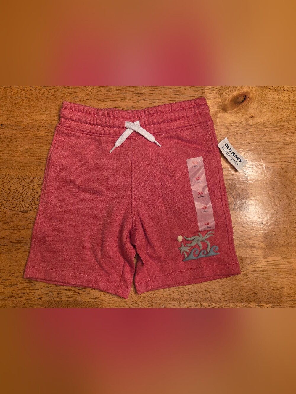 Old Navy Pink Kids Drawstring Shorts with Sun & Wave Graphic